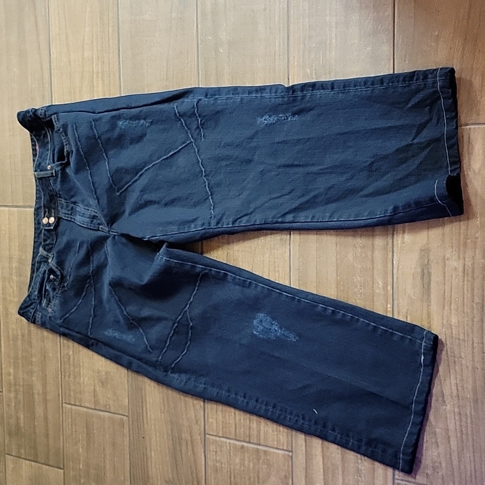 SEVEN7 dark wash jean Classic 5pocket 100% cotton straight leg distress 20W EUC…